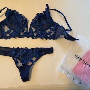 Navy Blue Lace Lingerie Set